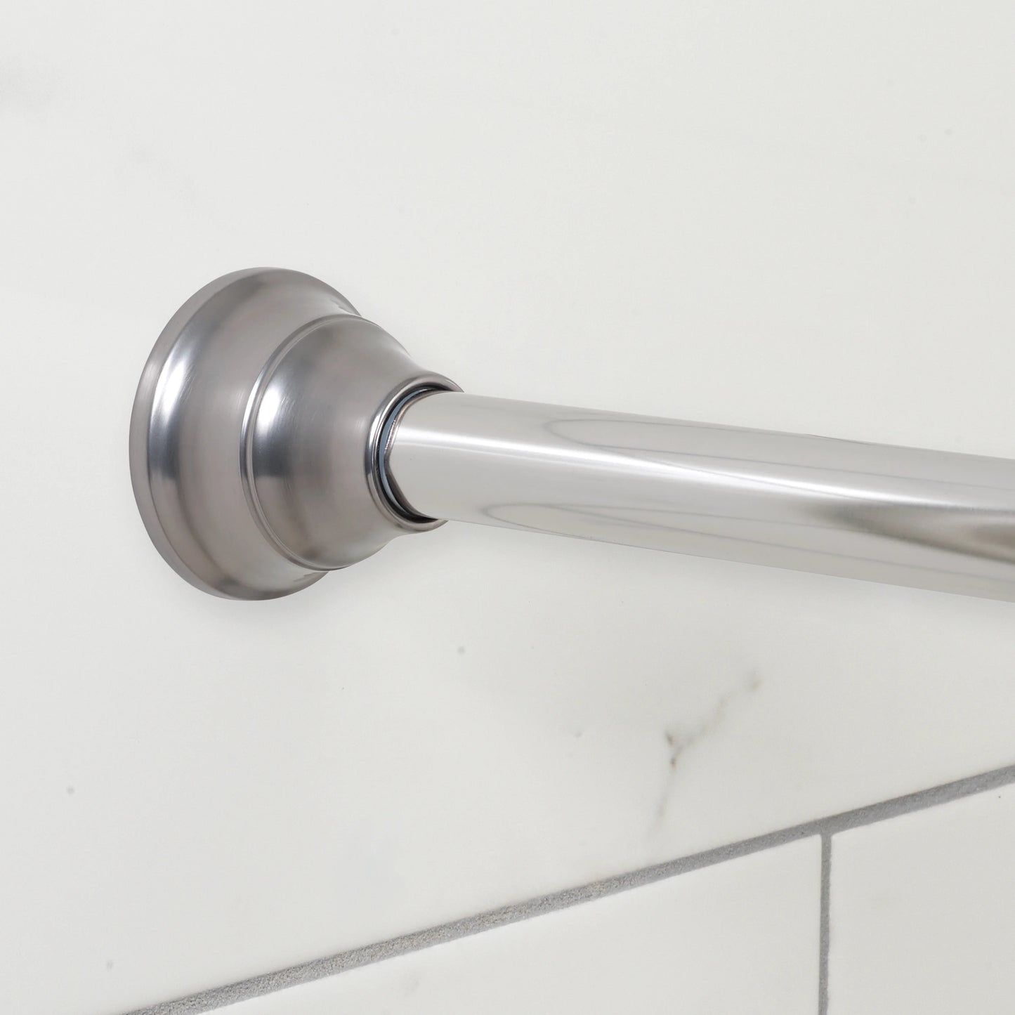 (4 pack) Better Homes & Gardens Wave Finial No Rust 43° F to 72° F Adjustable Tension Shower Curtain Rod, Nickel