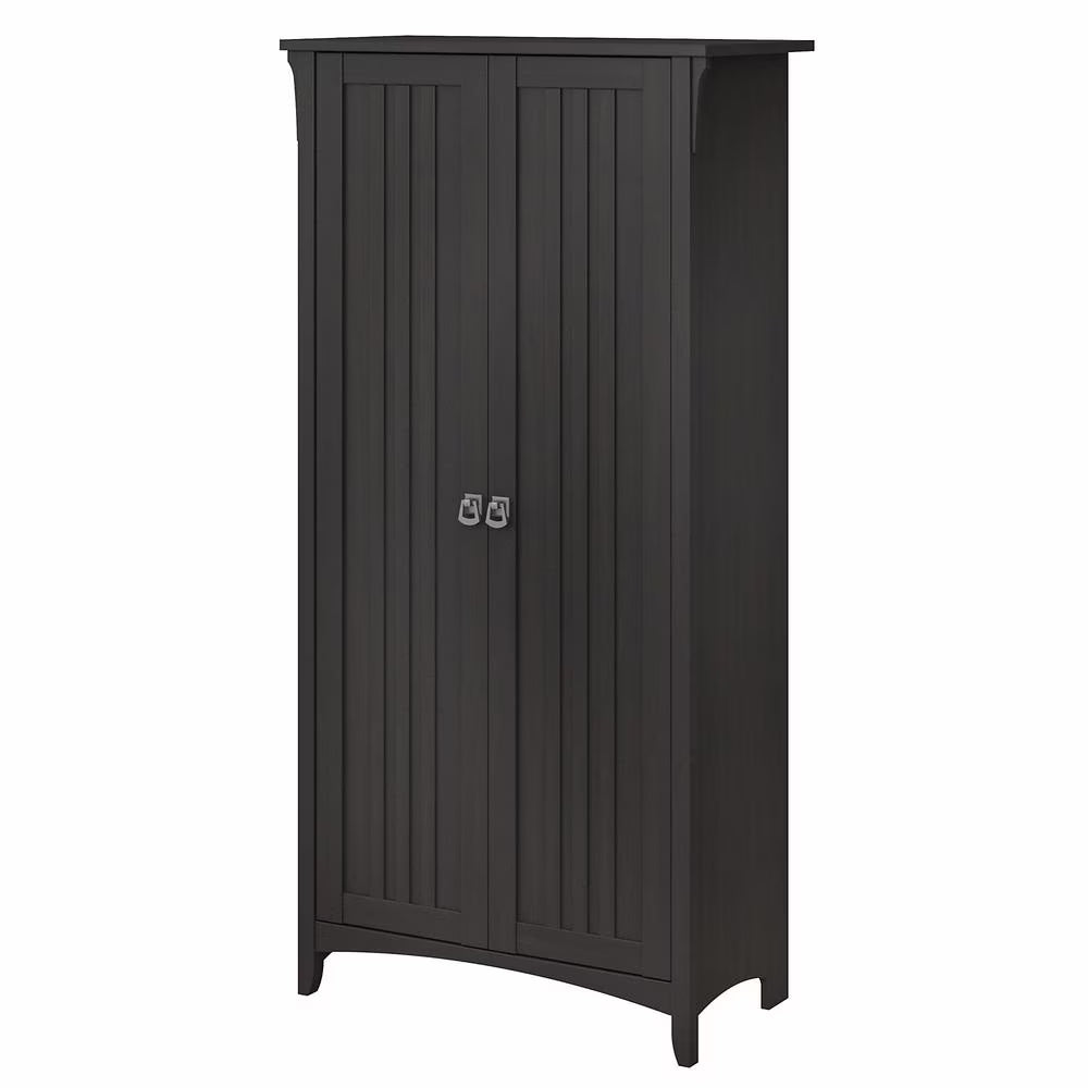 Salinas Bathroom Storage Cabinet with Doors in White/Shiplap - Engineered Wood