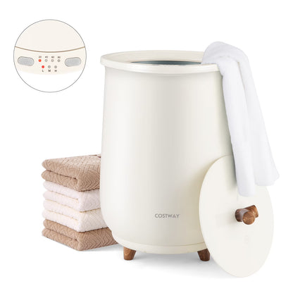 Costway 23L Bathroom Towel Warmer Bucket 4 Timer with Fragrance Holder & 3-Level Heating Brown