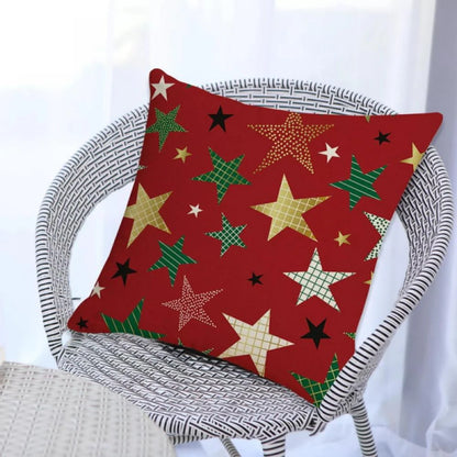 Christmas Pillow Covers 18x18 Set of 4, Red Pillow Covers Winter Rustic Linen Christmas Throw Pillows, Outdoor Decorative Farmhouse Holiday Pillow Cases for Home Sofa Couch Christmas Decorations