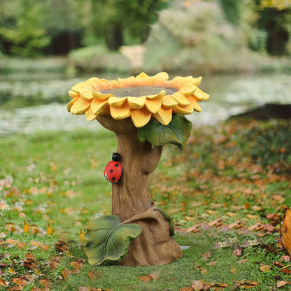 LuxenHome 22.63" H Yellow Sunflower Resin Birdbath
