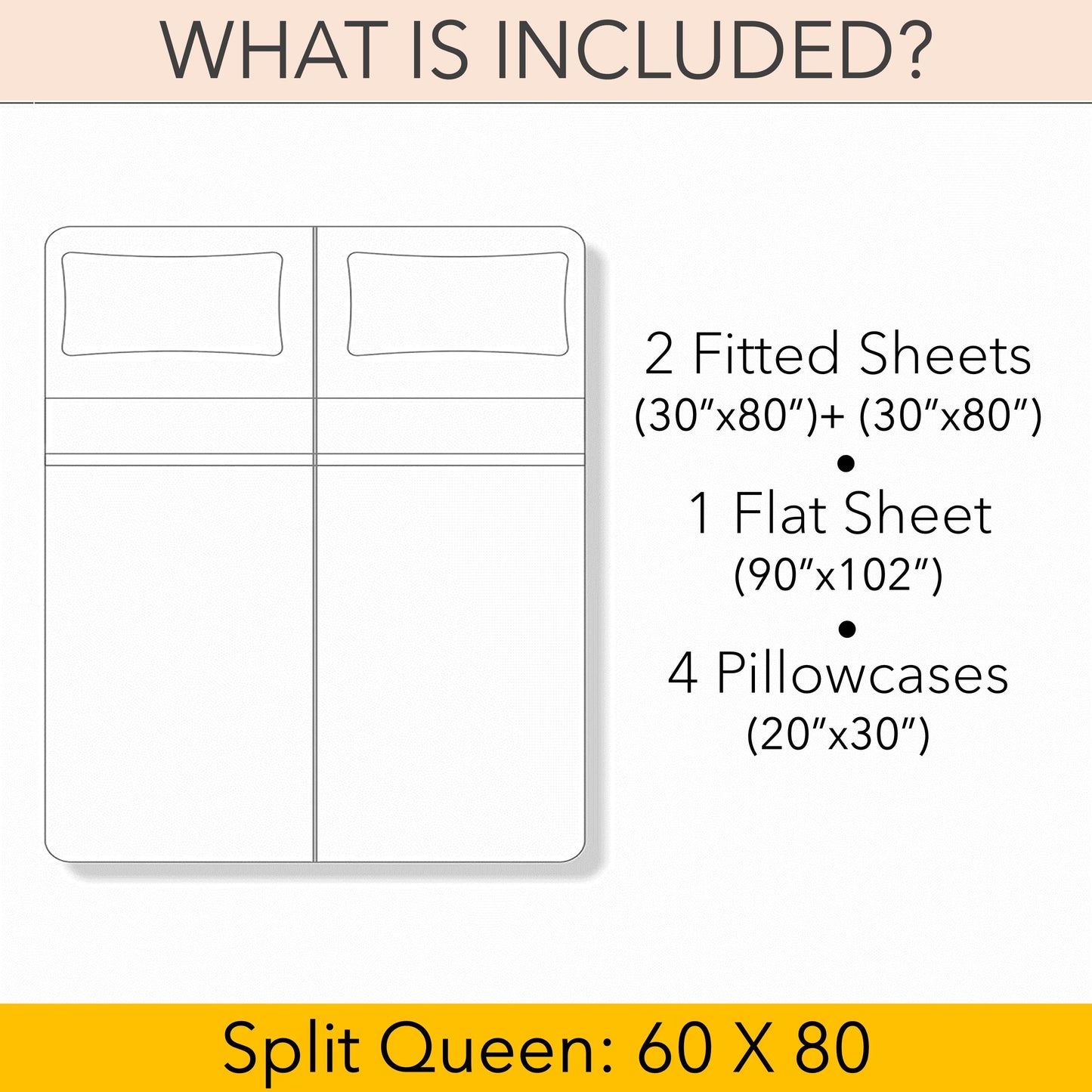 PRATYUX Split Queen 7-PC Bed Sheet Set (4-Pillowcases) 400-Thread Count 100% Egyptian Cotton Soft Breathable, 18" Deep Pockets - Black