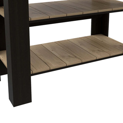 Depot E-Shop Delos 40 Kitchen Island with 2 Shelves, Drawer, 4 Legs, and Towel Rack, Black/Light Oak