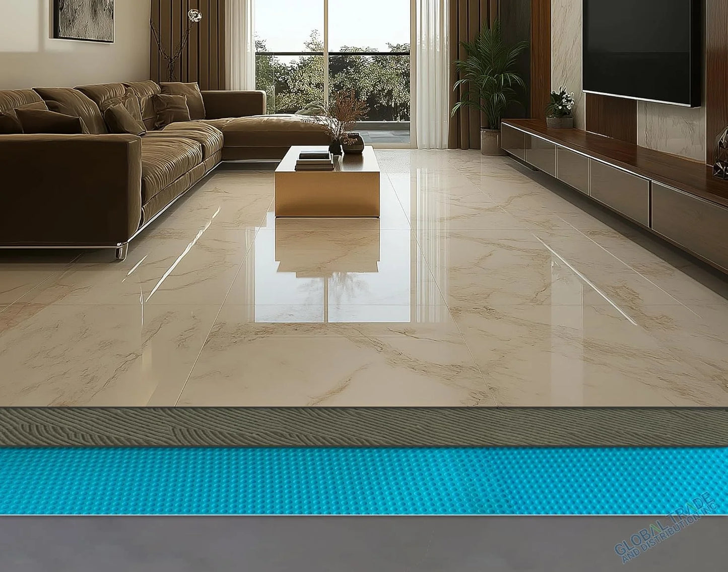 Uncoupling Waterproofing Membrane Roll, 54 Sq Ft (3.3 Ft x 16.4 Ft), 1/8'' Anti-Fracture Mat, Crack Isolation Flooring Underlayment for Bathroom Floor Tile, Subfloor