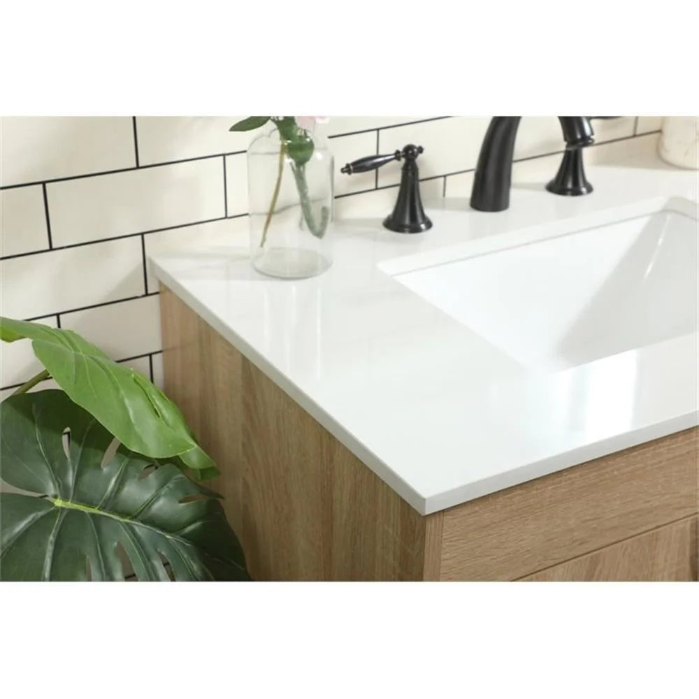 Elegant Decor Eugene 30" Aluminum MDF Single Bathroom Vanity in Mango Wood