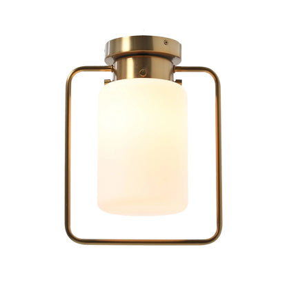 Creative Co-Op Robert Stevenson Lighting Ezra - Metal and Frosted Glass Convertible Flush Mount/Pendant Ceiling Light, Brushed Brass