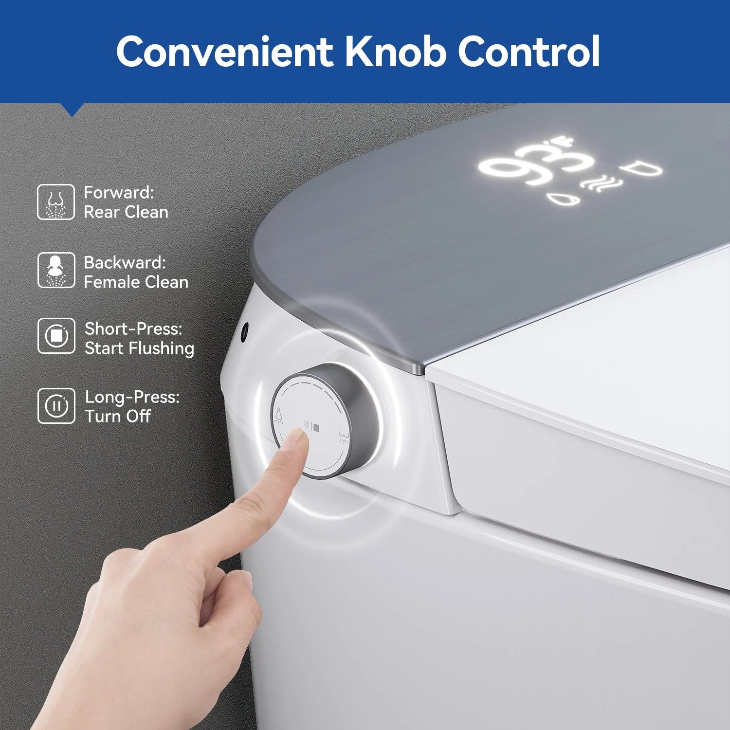HOROW Smart Bidet Toilet Adjustable Cleaning , Heated Seat, No Water Pressure Limit, Auto Open/Close