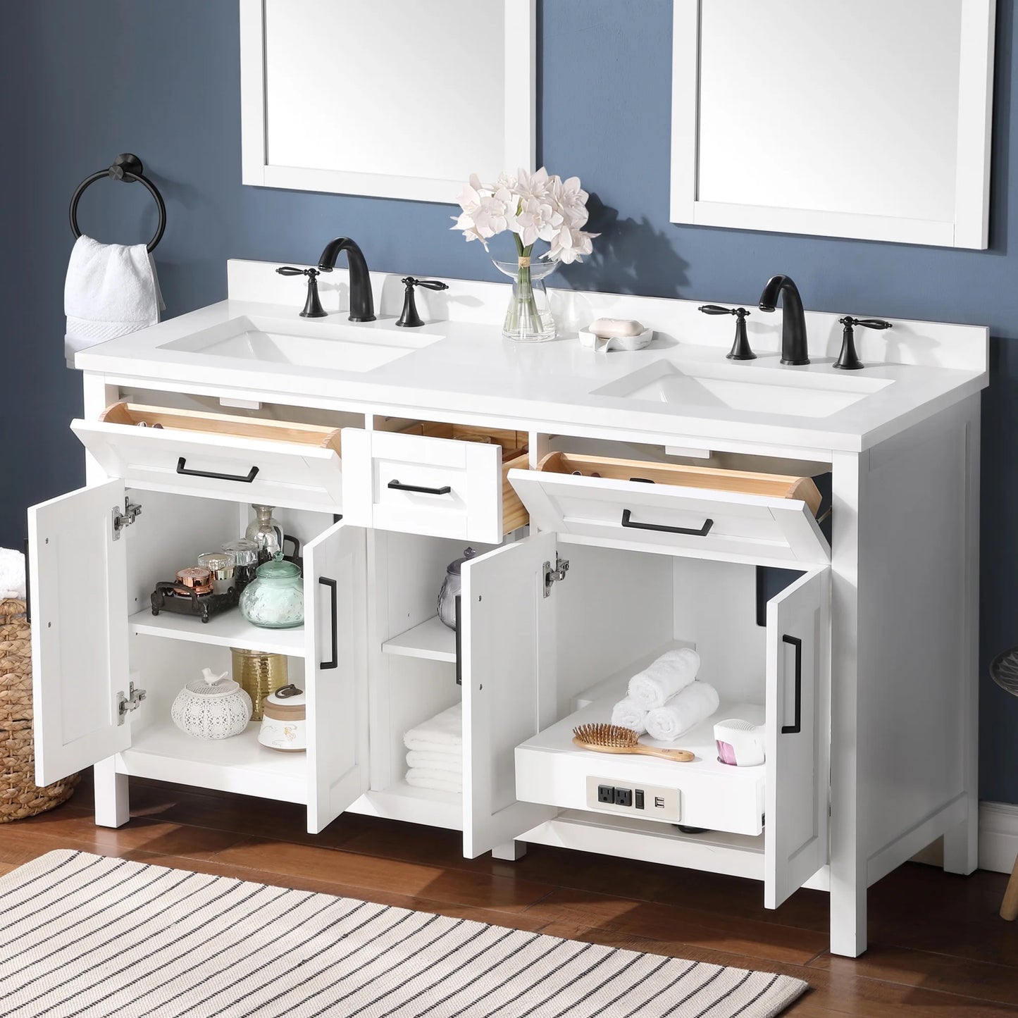 Ove Decors Tahoe II 60 W x 21" D Freestanding Bathroom Vanity with Single Sink, Pure White