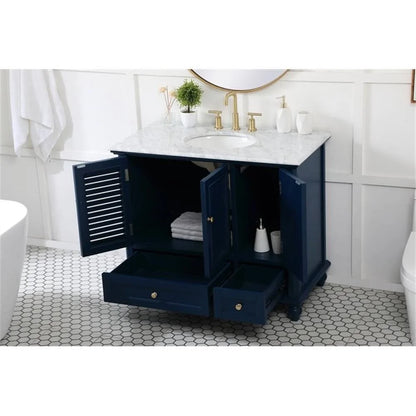 Elegant Decor Rhodes 42" Coastal Solid Wood Single Bathroom Vanity in Blue