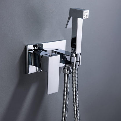 Hand Held Bidet Faucet for Toilet, Wall Warm Water Faucet Sprayer Kit with Hot and Cold Water Portable Single Handle Concealed Cloth Diaper Shower Attachment