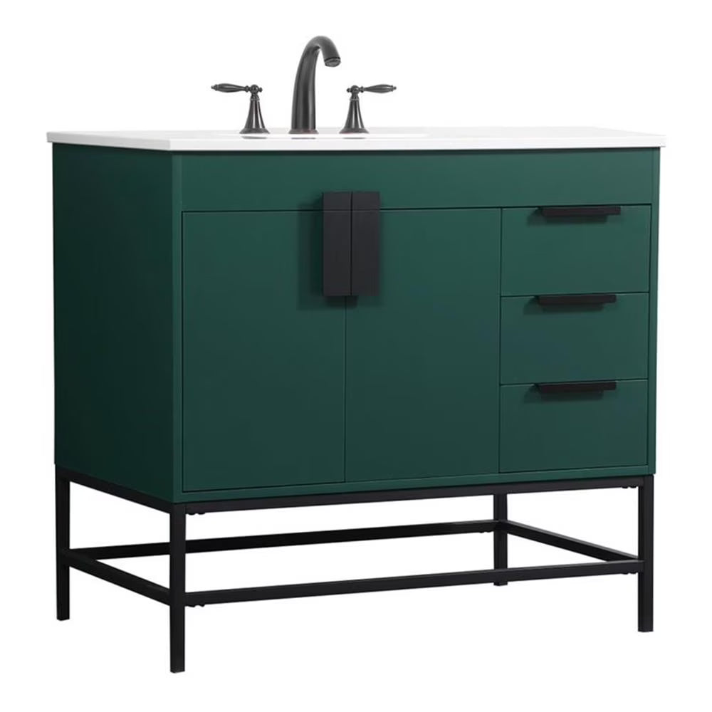 Elegant Decor Eugene 36" Aluminum MDF Single Bathroom Vanity in Blue