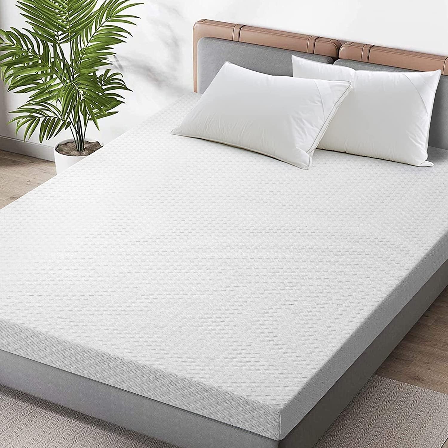 SOPAT 3 Inch Memory Foam Mattress Topper Queen Size,7-Zone High Density Cooling Gel-Infused Mattress Pad,with Removable & Washable Bamboo Fiber Cover