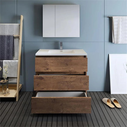 Fresca Lazzaro 36" Rosewood Free Standing Modern Bathroom Vanity w/Medicine Cabinet