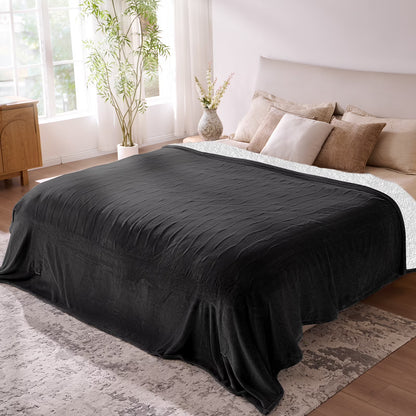 Ocuuziisu Electric Blanket 90" x 100" King Size Heated Blanket, Flannel and Sherpa, 10 Hour Auto-off, 9 Heat Settings, Fast Heating, Machine Washable, Gray