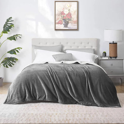 Walensee Sherpa Fleece Bed Blanket, Fluffy, Soft, Plush, Throw 50"60", Grey, Machine Wash
