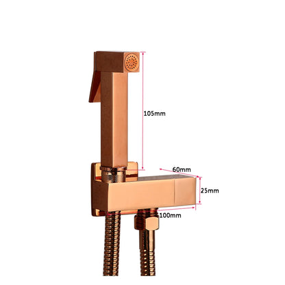 Hand Held Bidet Sprayer Douche Toilet Kit Bidet Faucet Rose Gold Square Shattaf Shower Head Copper Valve Set Jet Bidet Faucet