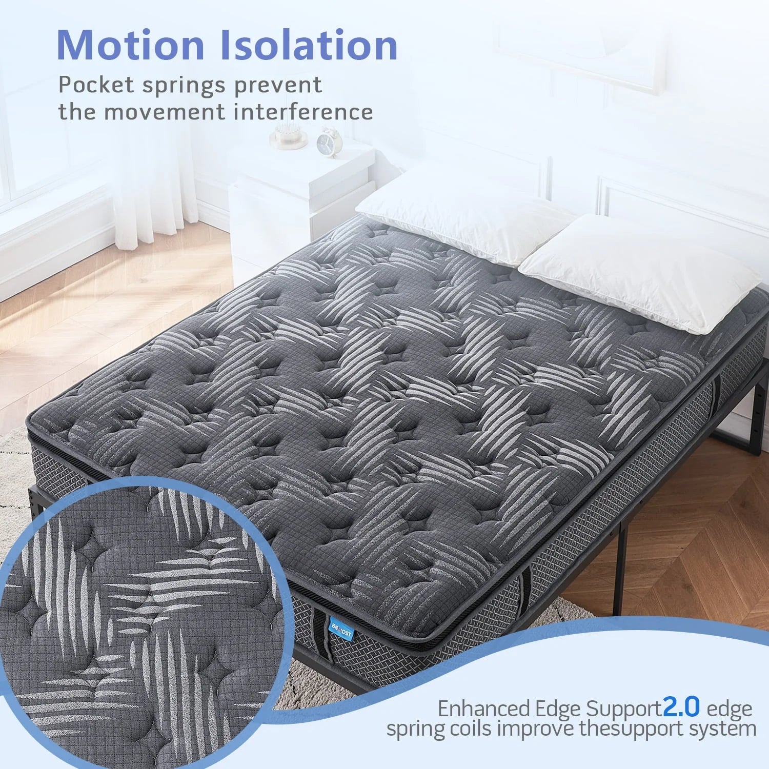 Behost 10" Queen Mattress,CertiPUR-US Certified Memory Foam Pocket Spring Mattress, Queen Mattress in a Box