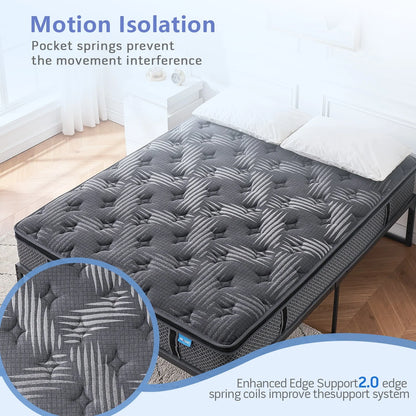 Behost 10" Queen Mattress,CertiPUR-US Certified Memory Foam Pocket Spring Mattress, Queen Mattress in a Box