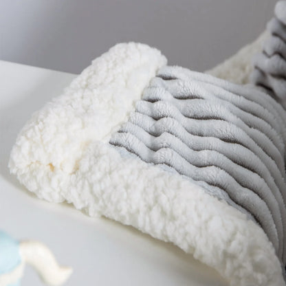 DISSA Sherpa Fleece Blanket Soft Grey and White Throw Blanket Cozy Plush Blankets for Couch Sofa Bed,51"x63"
