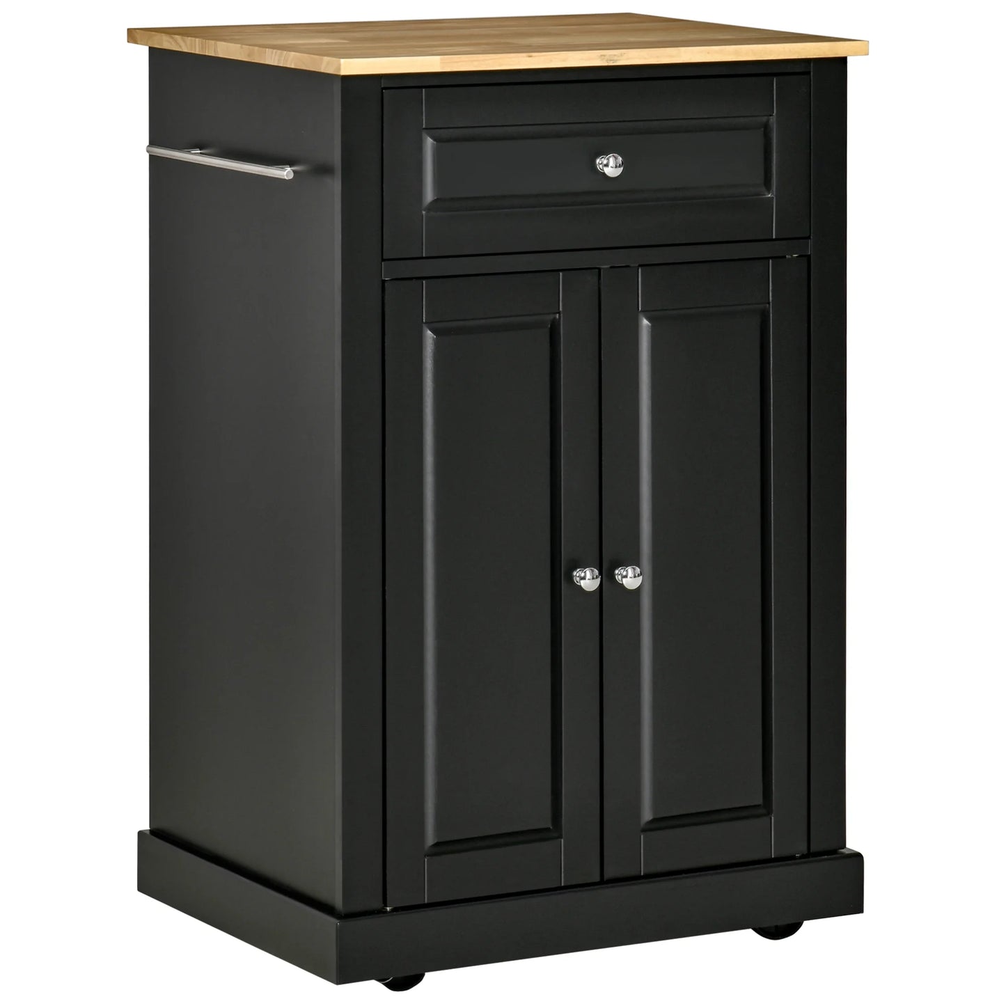 HOMCOM Rolling Kitchen Island Cart, Portable Serving Trolley Table with Drawer, Adjustable Shelf and 2 Towel Racks, Grey