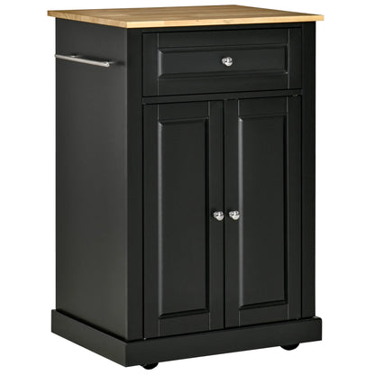 HOMCOM Rolling Kitchen Island Cart, Portable Serving Trolley Table with Drawer, Adjustable Shelf and 2 Towel Racks, Grey