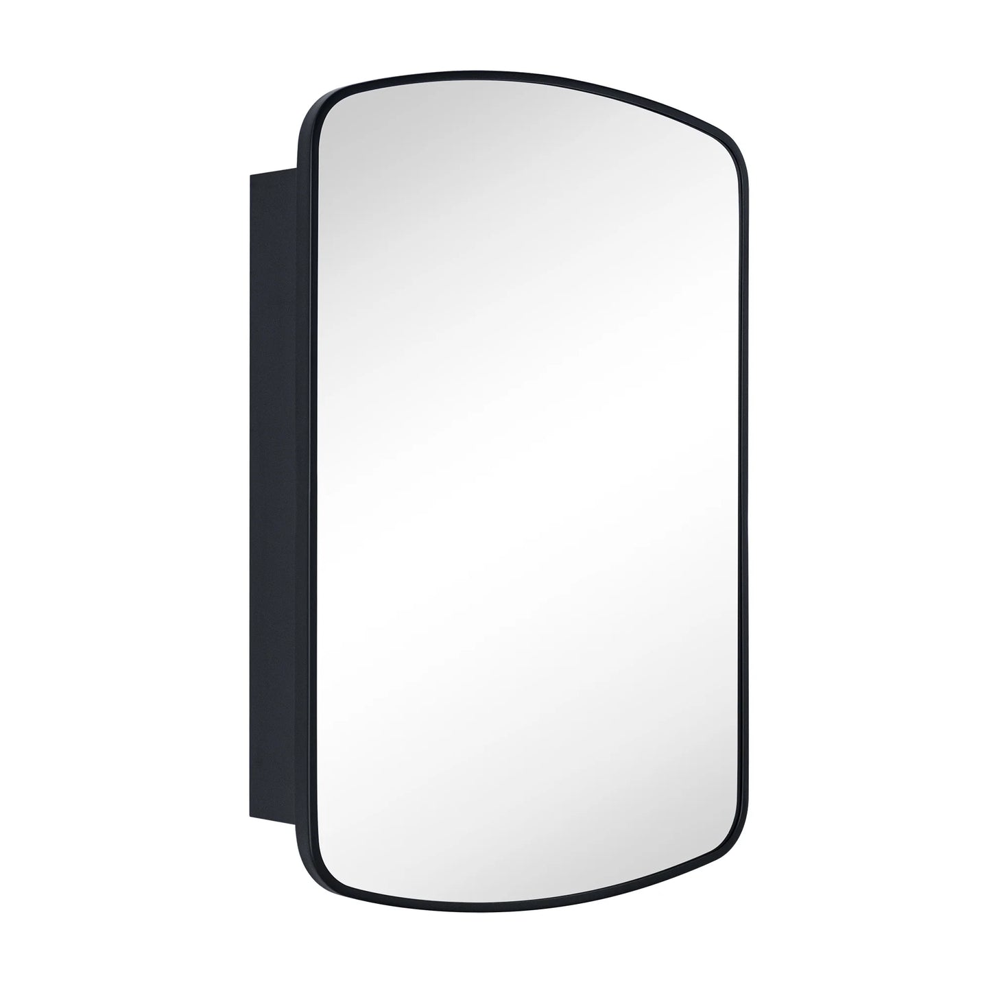 TEHOME Matt Black Surface and Recessed Mount Medicine Cabinet with Mirror Metal Framed Arch Bathroom Wall Cabinet with Mirror 18x27''