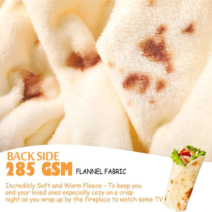 Livhil Giant Tortilla Blanket 71 inch Double Sided, Tortilla Blanket Adult Size Funny Blankets Food Blankets for Adult Kids, Realistic Food Throw Blanket Kids Throw Blanket