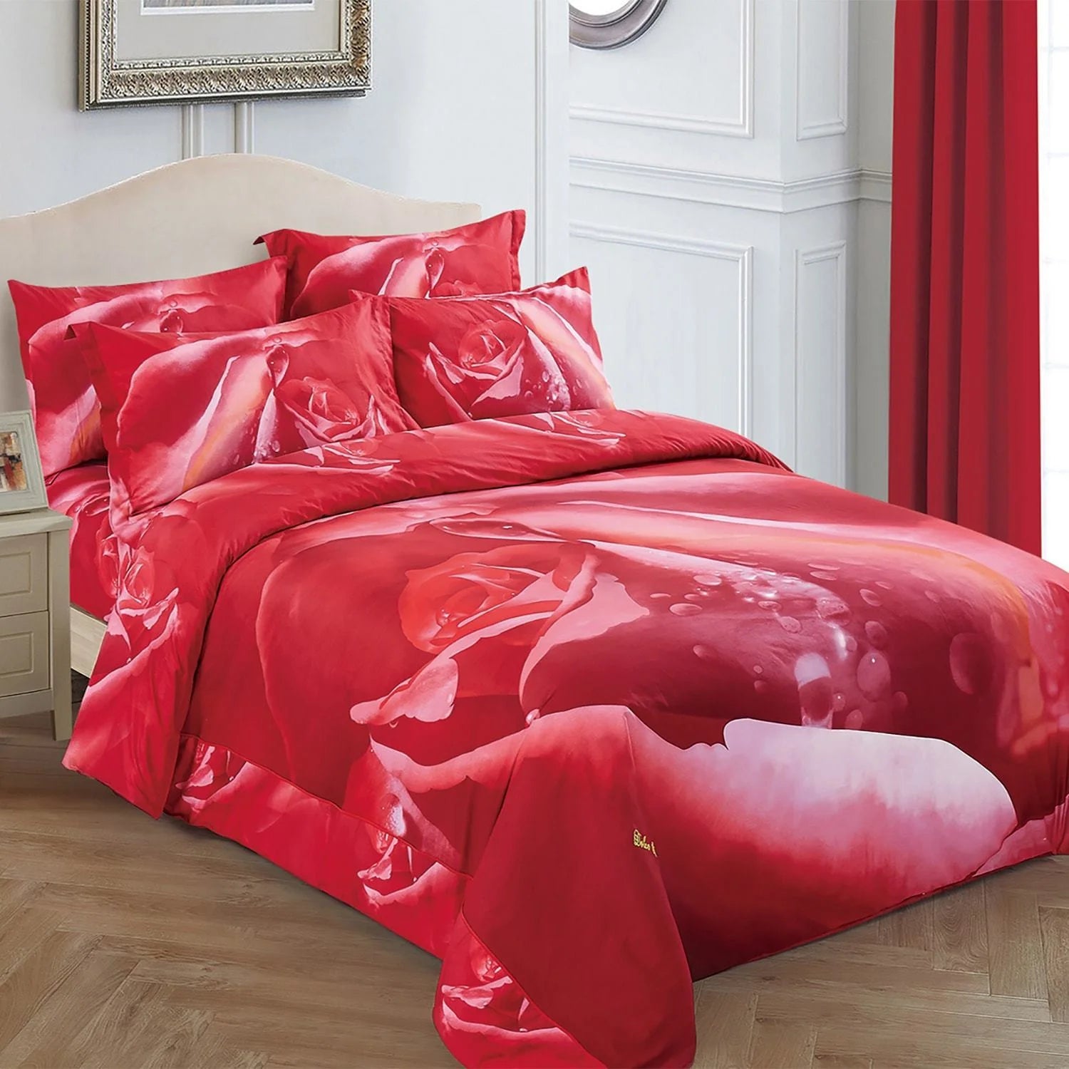 Dolce Mela Dm510Q Floral Bedding - Rosa, Luxury Queen Size Duvet Cover Set