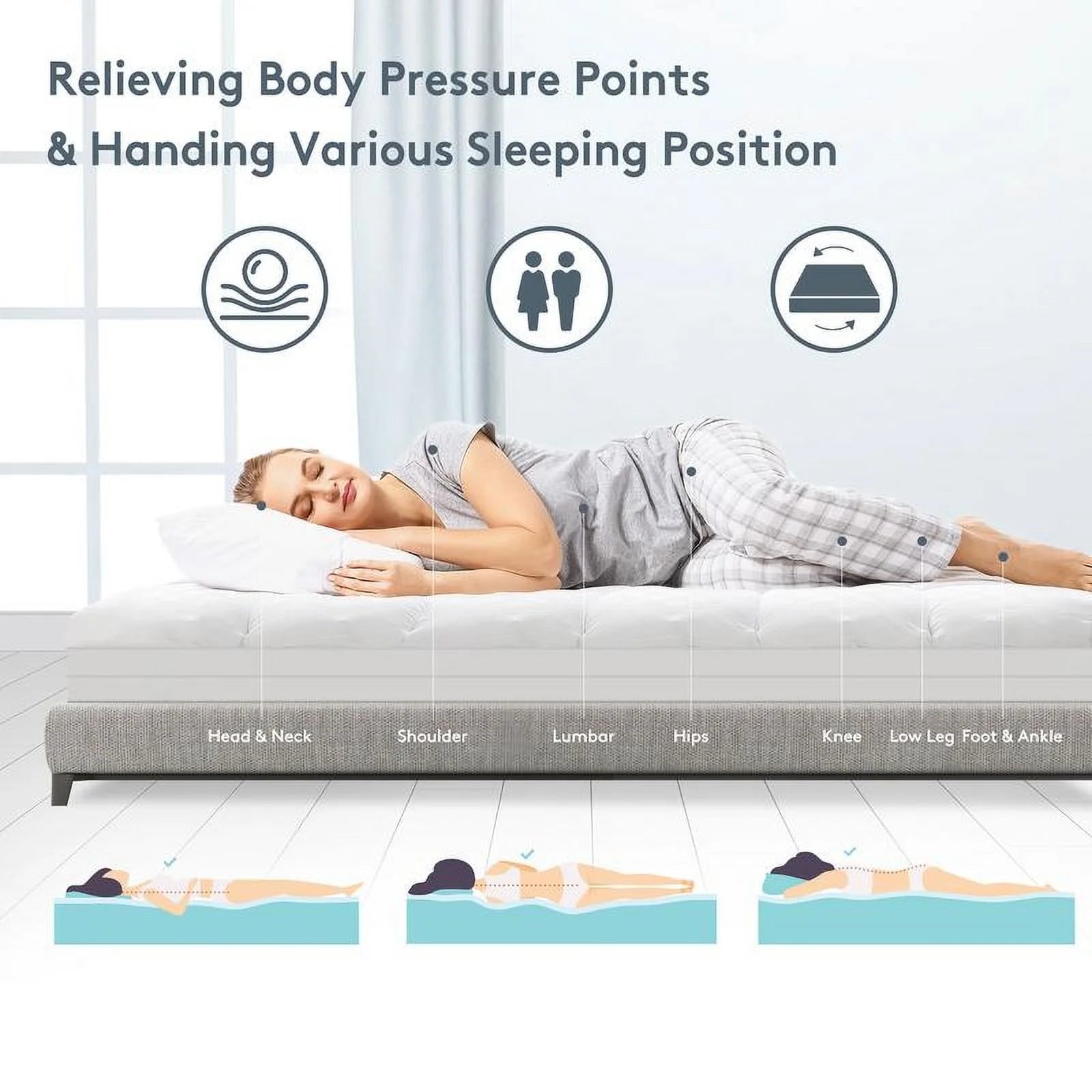 Longqi Extra Thick Mattress 1000 GSM Topper, Down Alternative Overfill Plush Mattress Pad, Cooling Pillow Top with 8-21Inch Deep Pocket