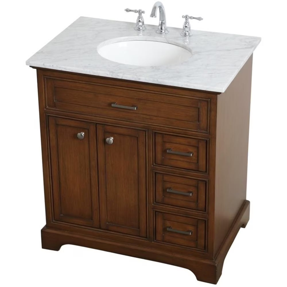 Elegant Kitchen and Bath 32 inch Single bathroom vanity in natural wood