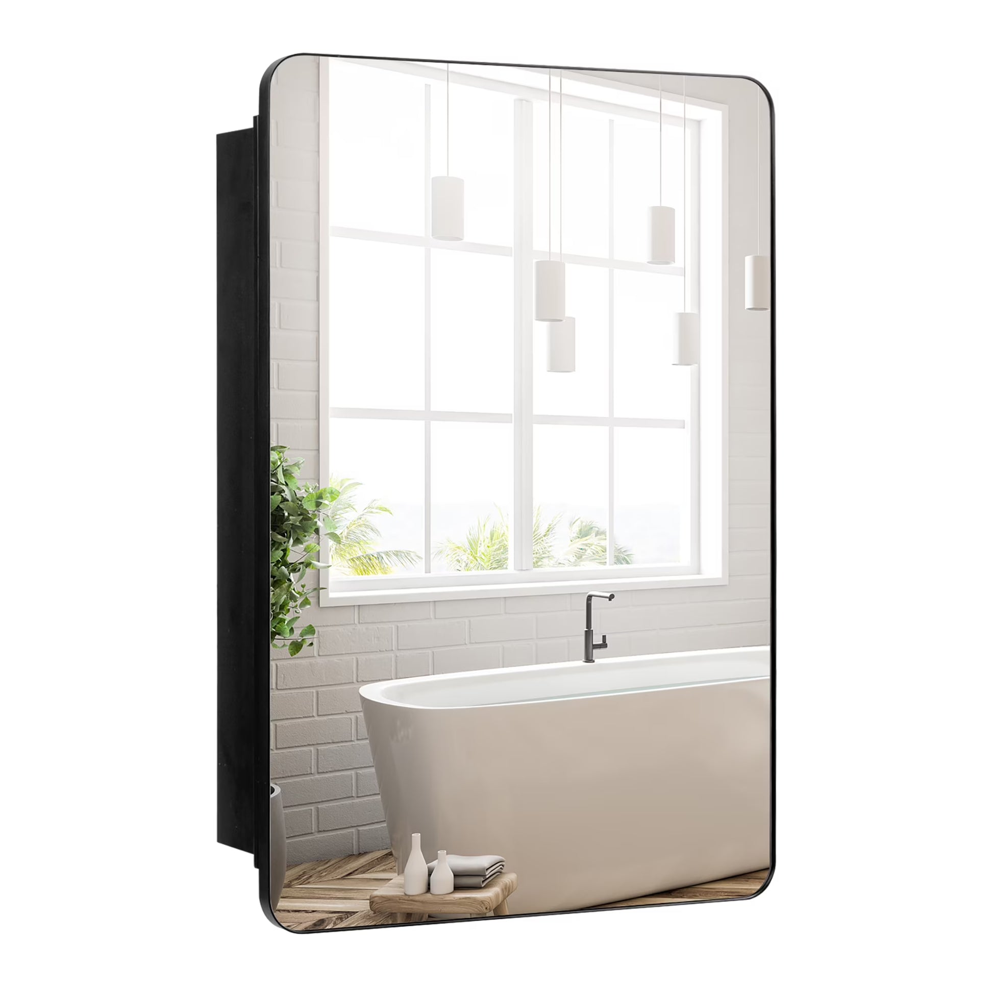 Gymax 20 x30 Inch Bathroom Mirror Cabinet w/Aluminum Frame Adjustable Shelves