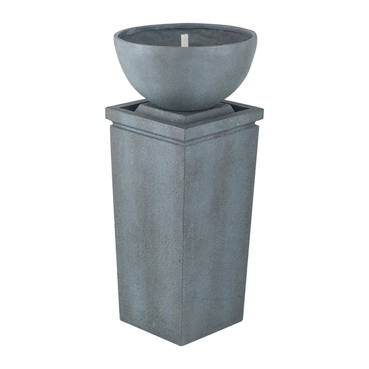 CoSoTower 35.5" Polyresin Gray Zen Bowl Water Fountain, Outdoor Bird Feeder/Bath Fountains, Relaxing Water Feature for Garden Lawn Backyard Porch
