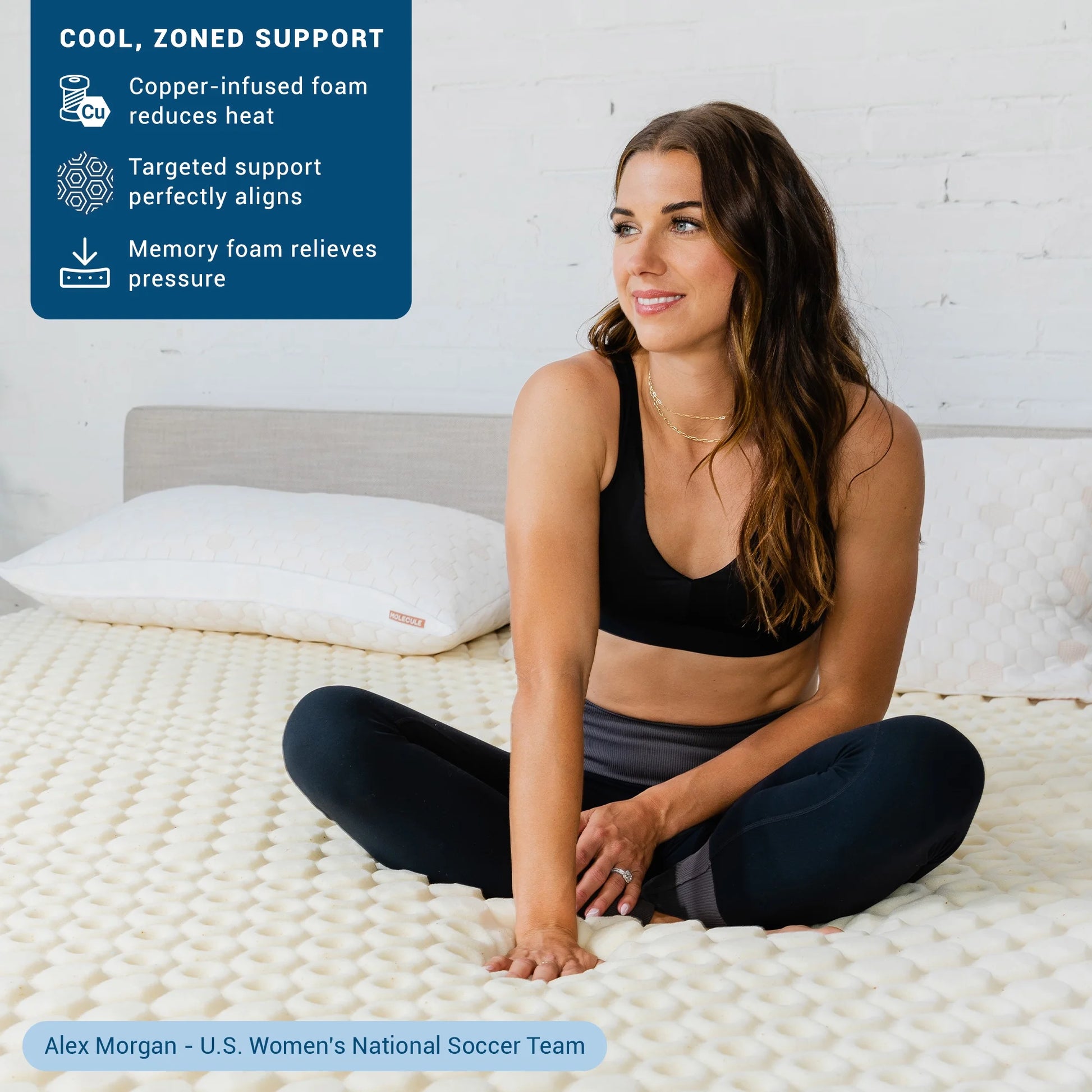 MOLECULE 3" CopperWELL Cooling Gel Infused Memory Foam Mattress Topper, Queen