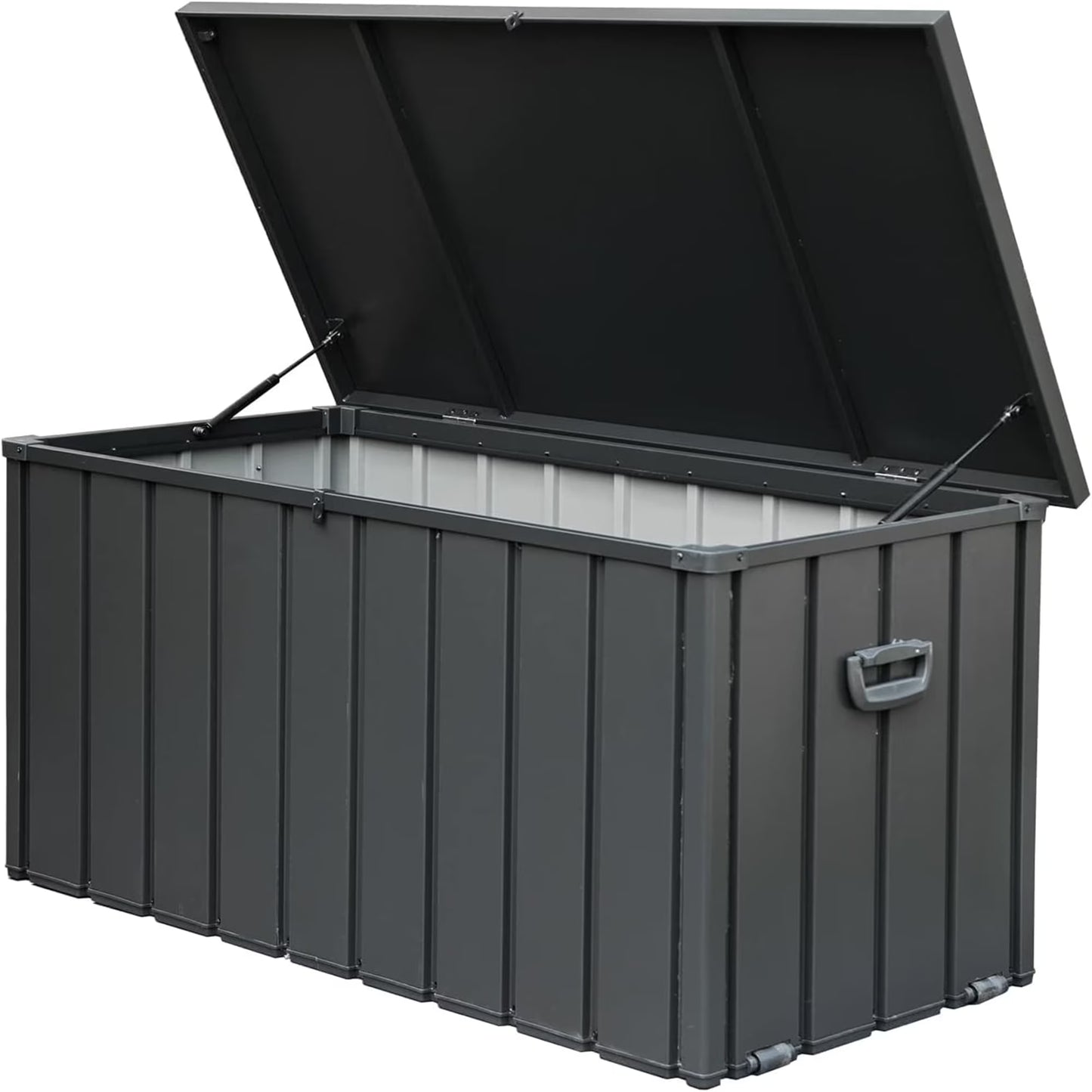 100 Gallon Outdoor Storage Deck Box Waterproof, Large Patio Poolside Storage Bin for Outside Cushions, Throw Pillows, Garden Tools (Dark Gray)