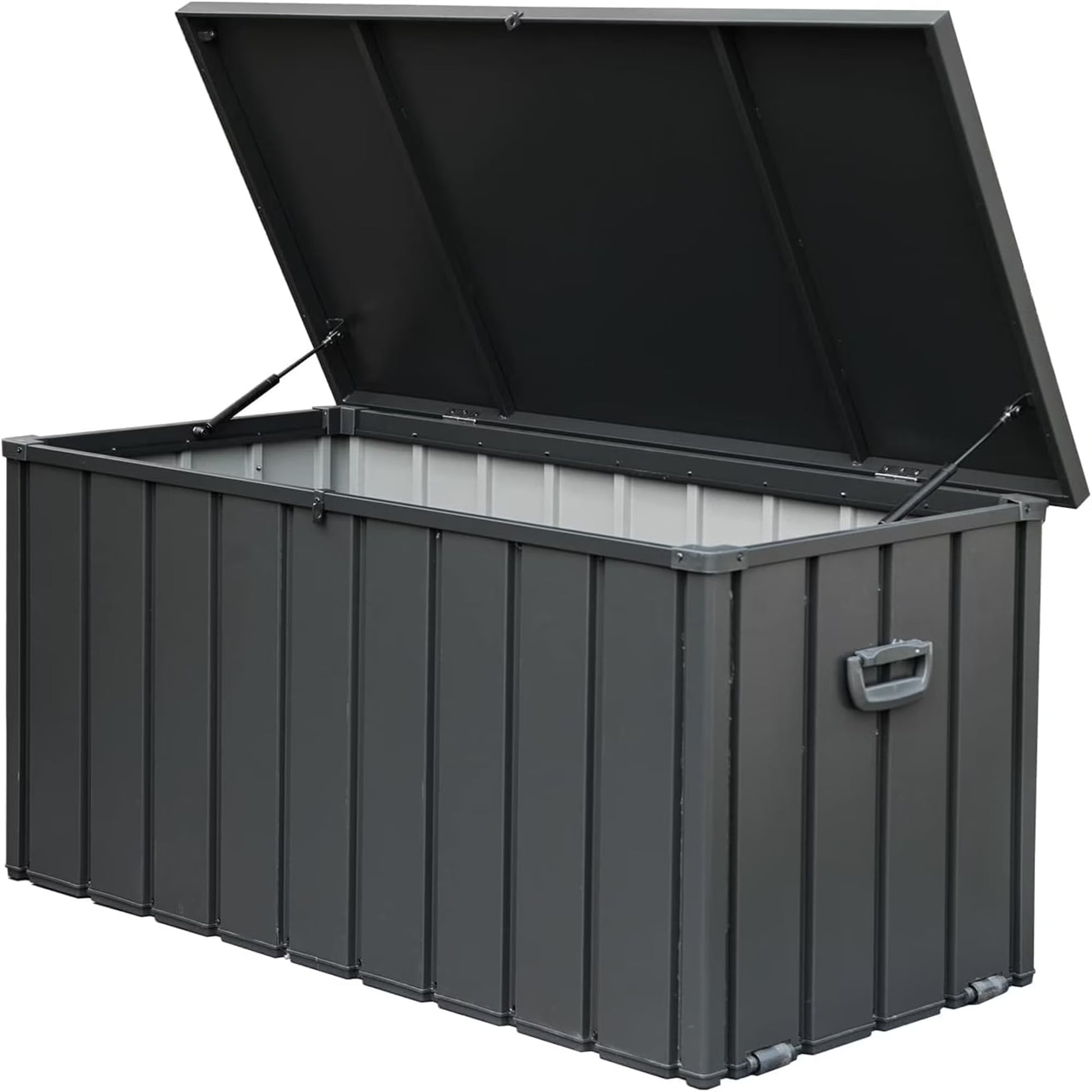 100 Gallon Outdoor Storage Deck Box Waterproof, Large Patio Poolside Storage Bin for Outside Cushions, Throw Pillows, Garden Tools (Dark Gray)