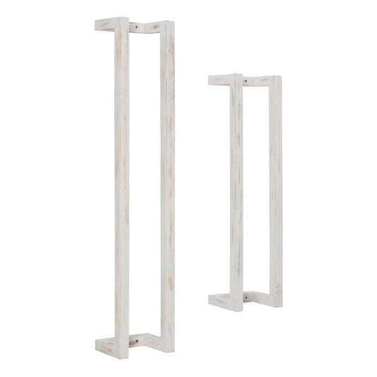 Linon Margot Wood Two Pack Towel Racks in Rustic Whitewash