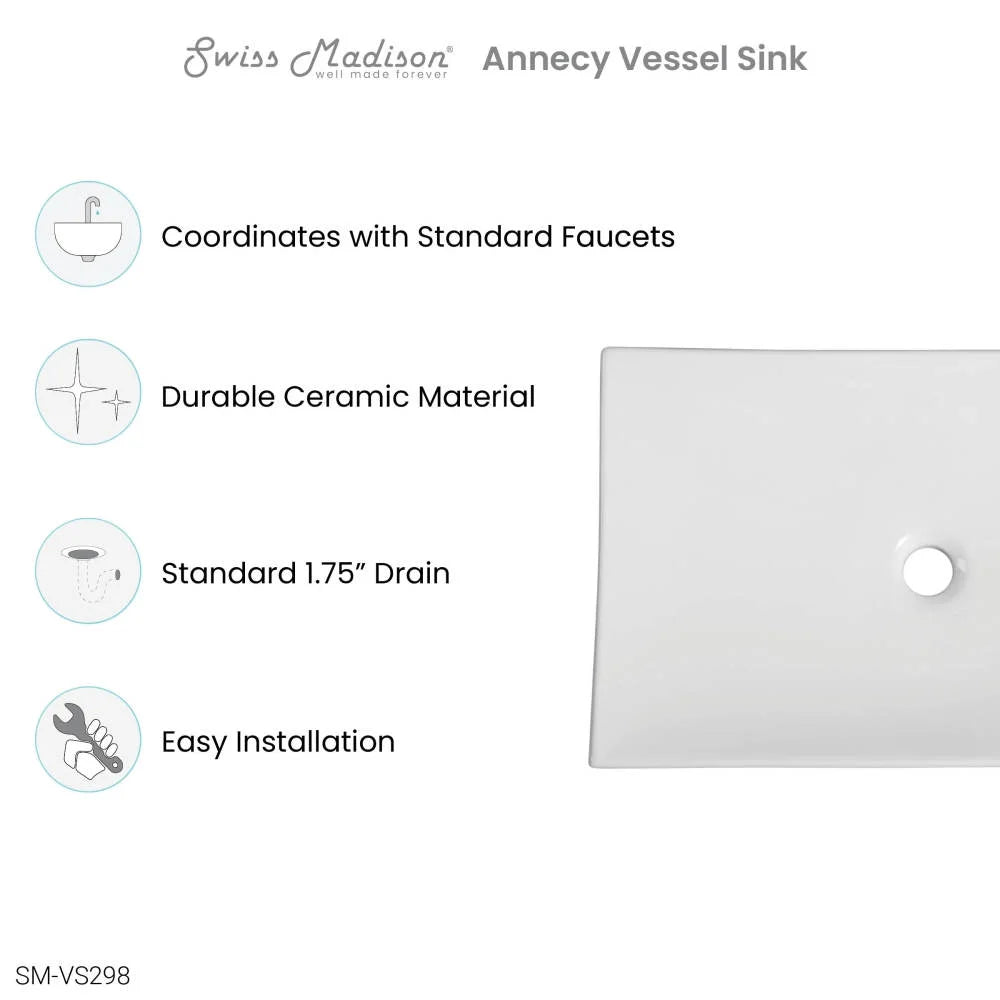 Annecy 23.5°?Rectangle Vessel Bathroom Sink