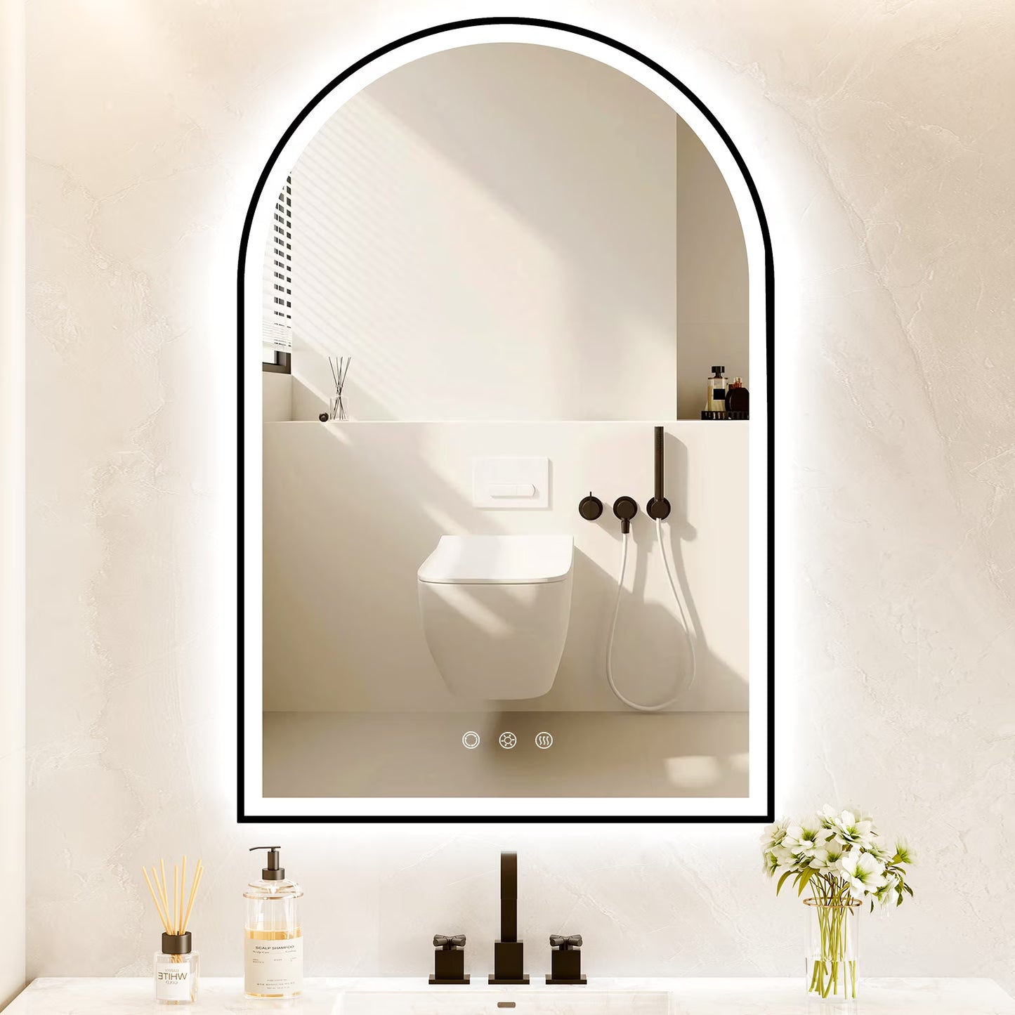 Funtouch Arched LED Bathroom Mirror 20"x30" with Front and Backlight, LED Bathroom Mirror with LightsAnti-Fog3 Colors, Memory,Shatterproof,UL Listed