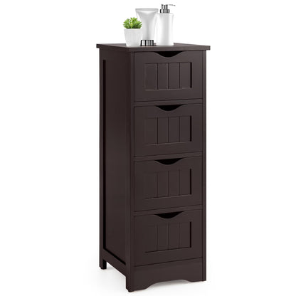 Costway 32.5'' Bathroom Floor Cabinet with Anti-tipping Device Freestanding Towel Cabinet Black