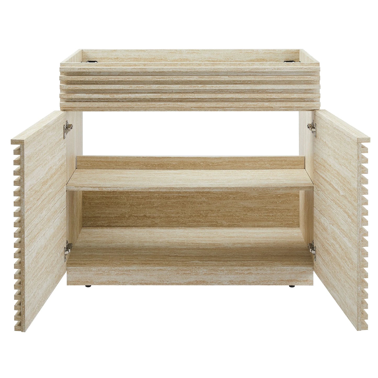 Modway Render 36" Faux Travertine Bathroom Vanity Cabinet (Sink Not Included) in Travertine
