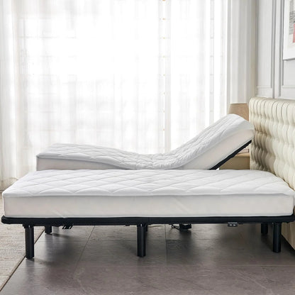 Split King Mattress Topper for Adjustable Bed Fluffy Matress Cover Quilted Fitted Mattress Pad with Elastic Pocket