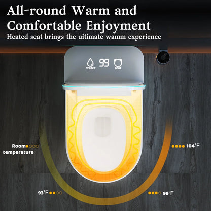 Smart Toilet with Bidet Built in, Bidet Toilet with Heated Seat and Night Light, Modern Tankless Toilet with UV for Bathroom, One Piece Toilets with Soft Close, Dryer, Foot Sensor, Auto Lid& Seat