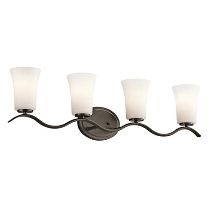 4 Light Bath Vanity Approved For Damp Locations With Transitional Inspirations 32.25 Inches Wide-Brushed Nickel Finish-Incandescent Lamping Type