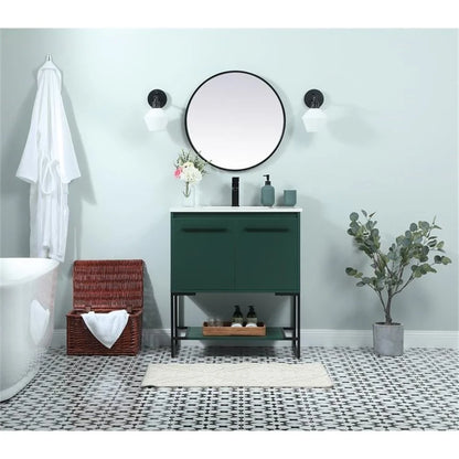 Elegant Kitchen and Bath 30 Inch Single Bathroom Vanity In Green