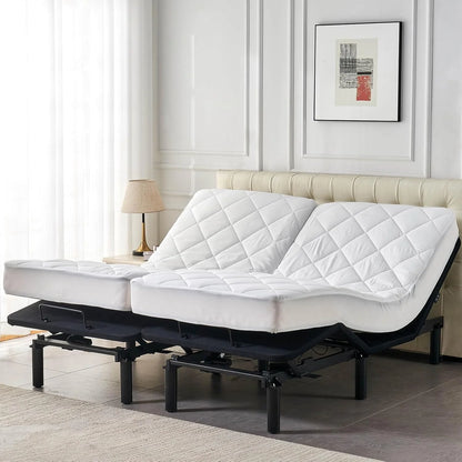 Split King Mattress Topper for Adjustable Bed Fluffy Matress Cover Quilted Fitted Mattress Pad with Elastic Pocket