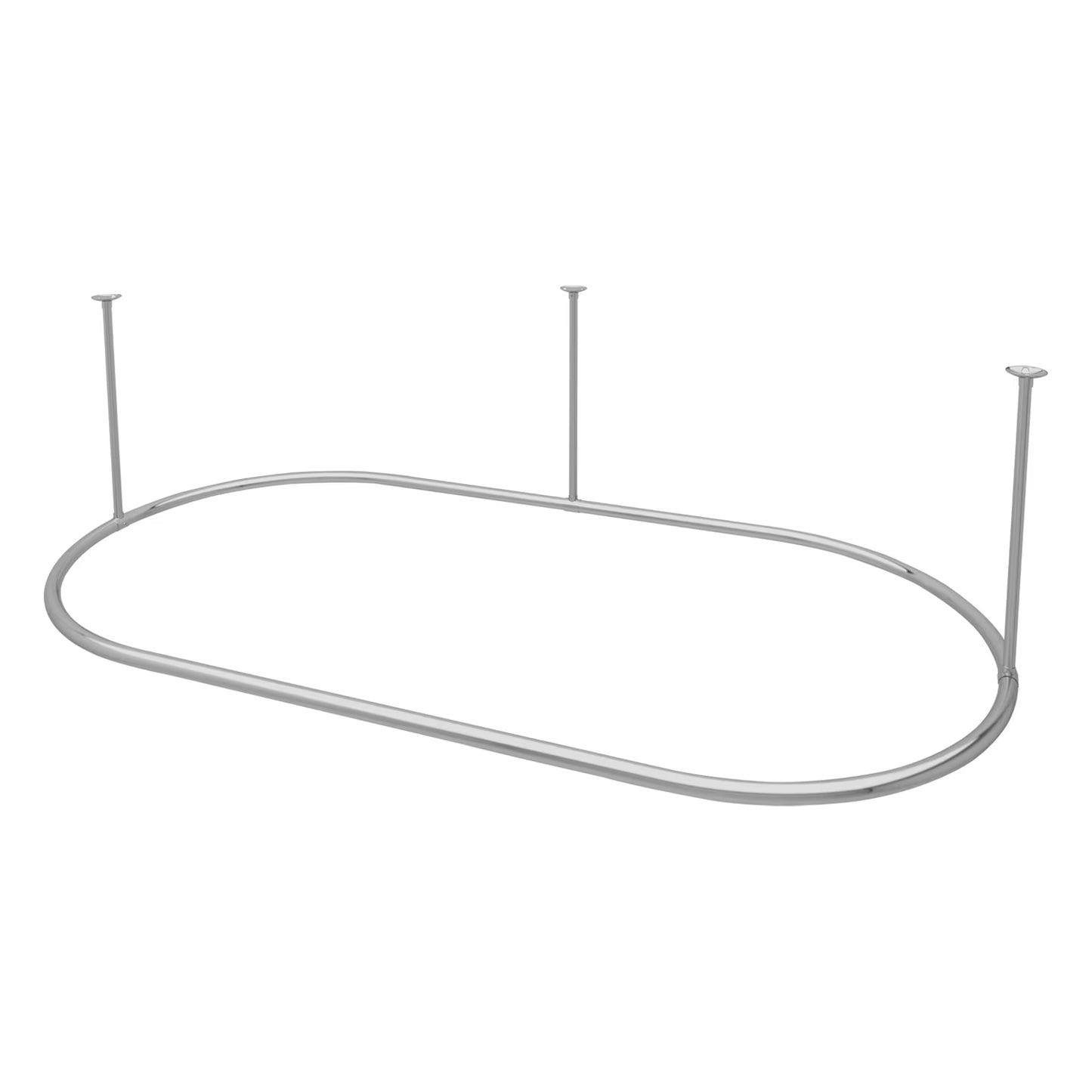 Naiture Stainless Steel Oval Shower Curtain Rod with Ceiling Support for Clawfoot Tub in 48" L X 30" W, Brushed Nickel Finish