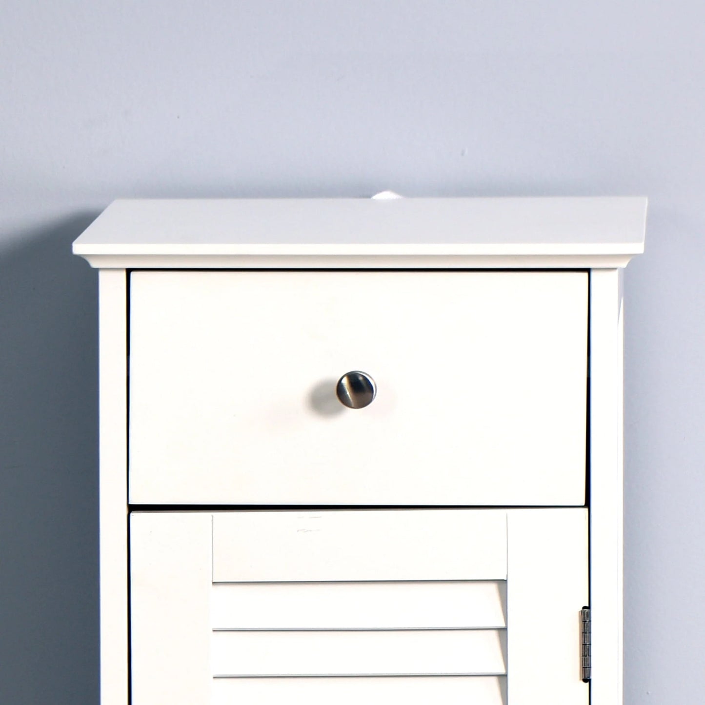 Sesslife Small Bathroom Floor Storage Cabinet, Free Standing Kitchen Cupboard Wooden Cabinet with 1 Door, White