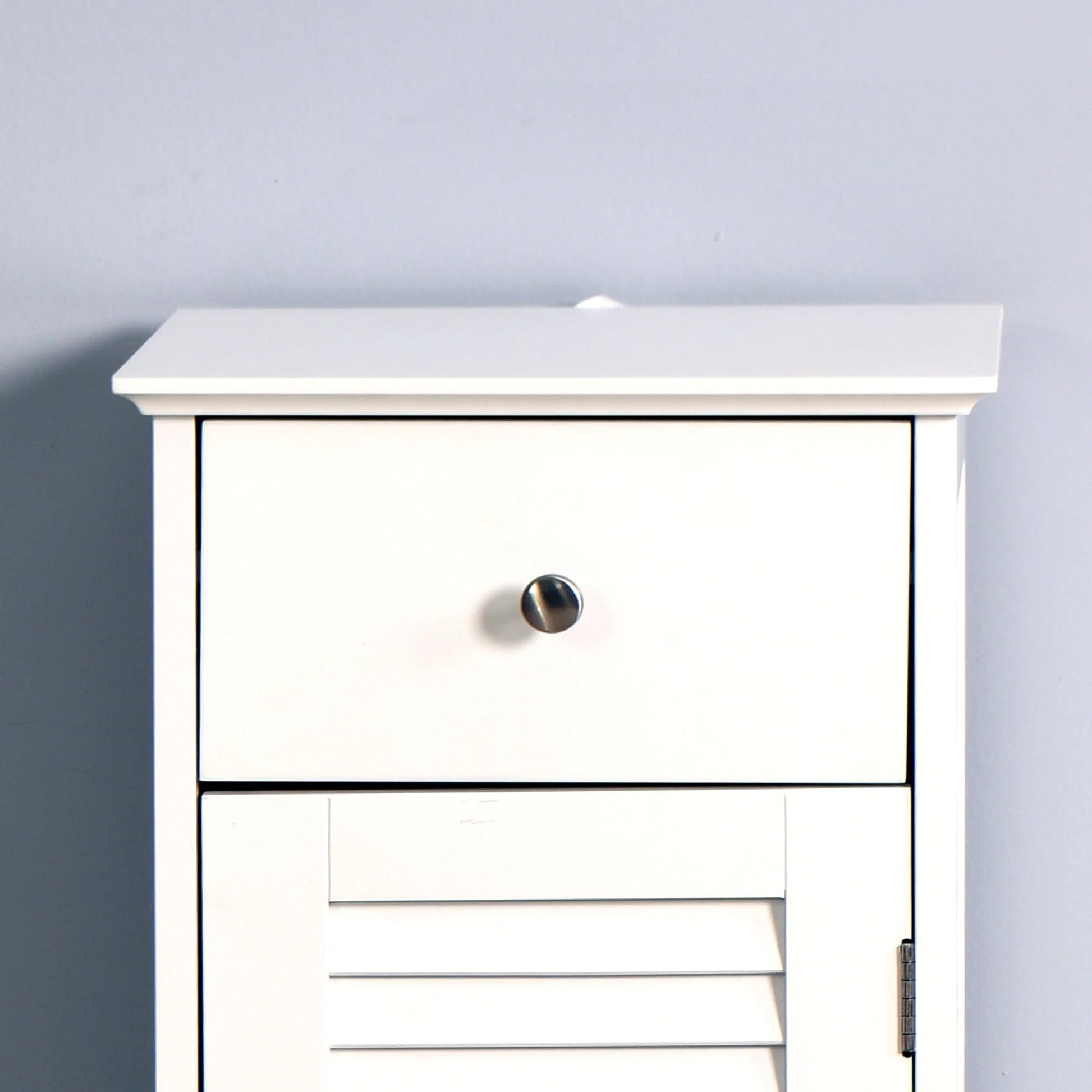 Sesslife Small Bathroom Floor Storage Cabinet, Free Standing Kitchen Cupboard Wooden Cabinet with 1 Door, White