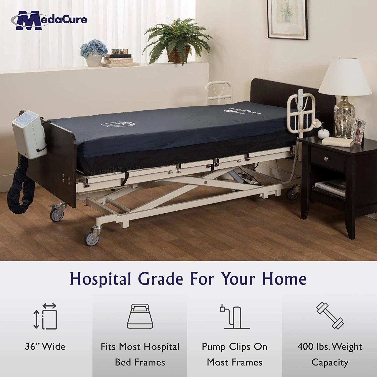 Medacure Alternating Pressure Air Mattress with Pump Included - Twin Size 80" x 36" x 8"