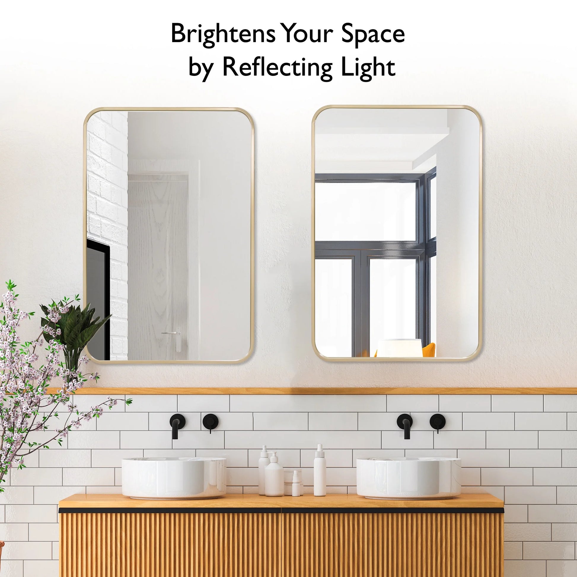 Isla Rectangle Wall Accent Mirror, 30" H x 20" L, Modern Metal Framed, Living Room, Bedroom, Bathroom Vanity Mirror, Gold Design House, 596510-GLD
